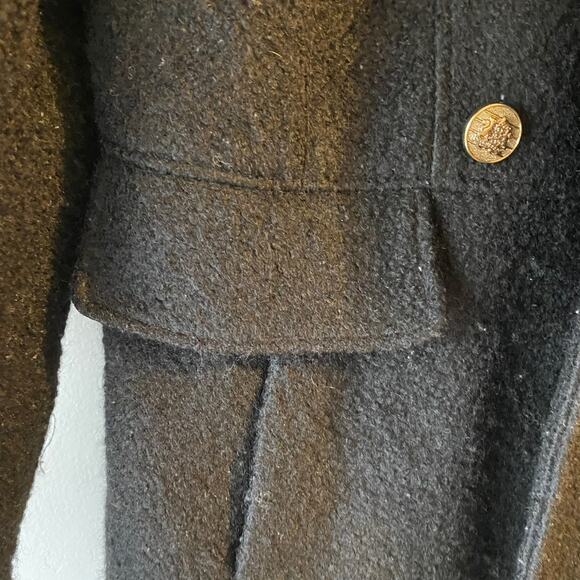 Vintage Guess Wool Blend Y2K Pea Coat SZ L Fuzzy Lined Gold Button Goth 90’s - Picture 6 of 9